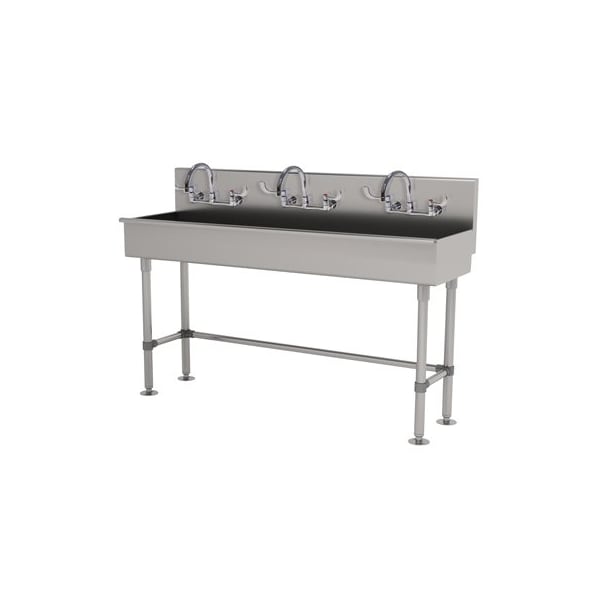 3 Stat 16 Ga. 304 SS ADA Floor Mt Square Corner Sink - Faucet Included